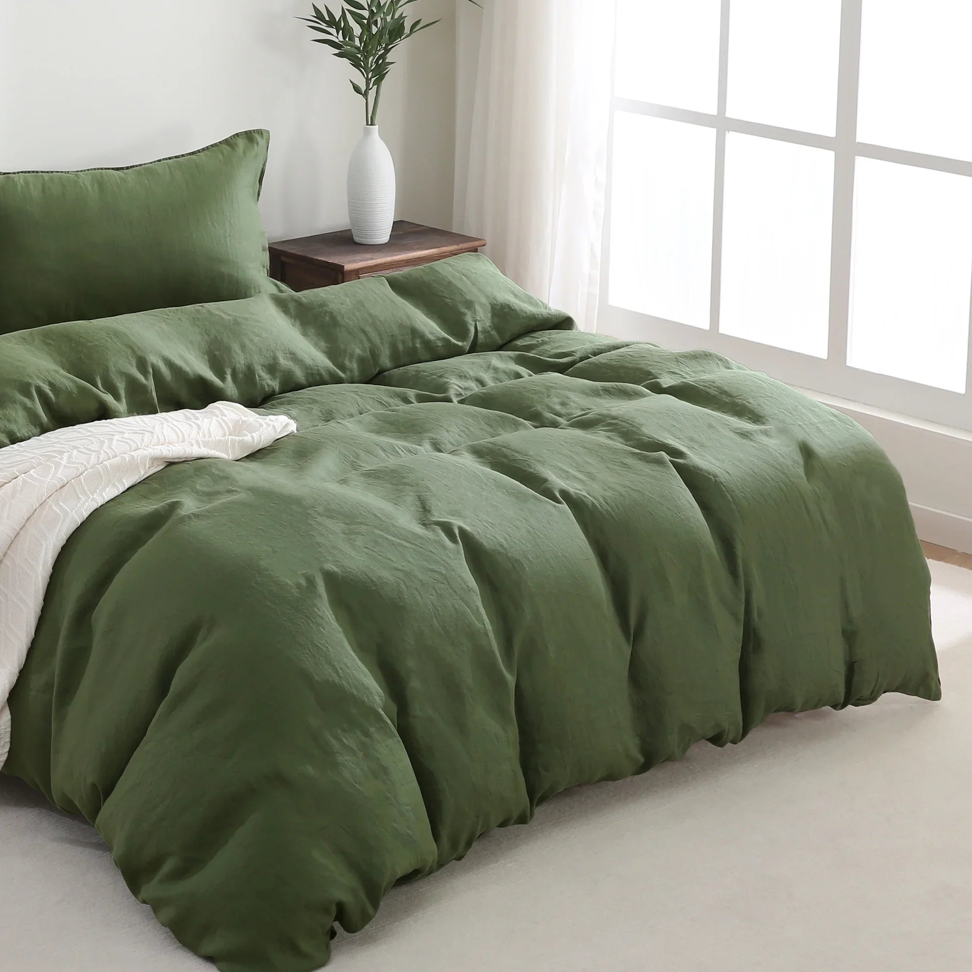 100% Pure Linen Duvet Cover with Button Closure and Corner Ties Soft & Breathable - Natural Full/Queen
