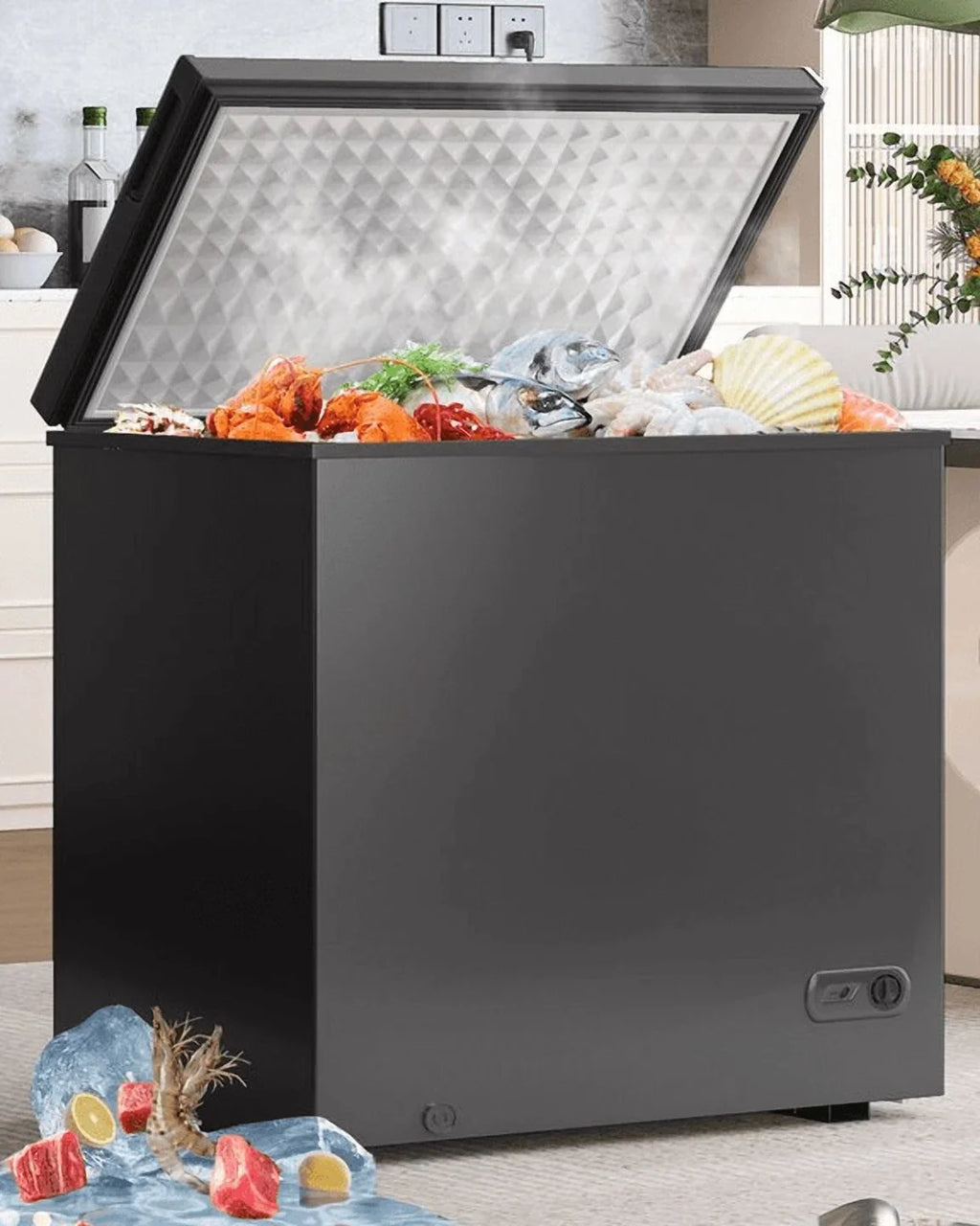 DISHUP 10.0 Cu.Ft Chest Freezer, Deep Freezer with Removable Basket, Adjustable Temperature, for Home/Office/Garage/Bar