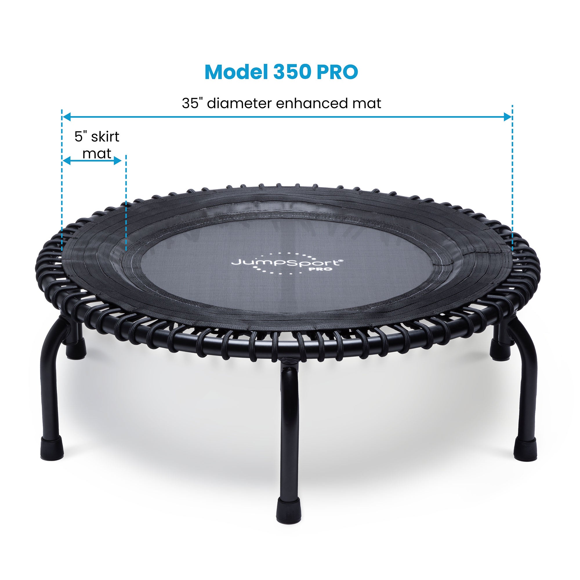 JumpSport 350 Pro Fitness 39" Cardio Workout Indoor Trampoline, Teal/Black