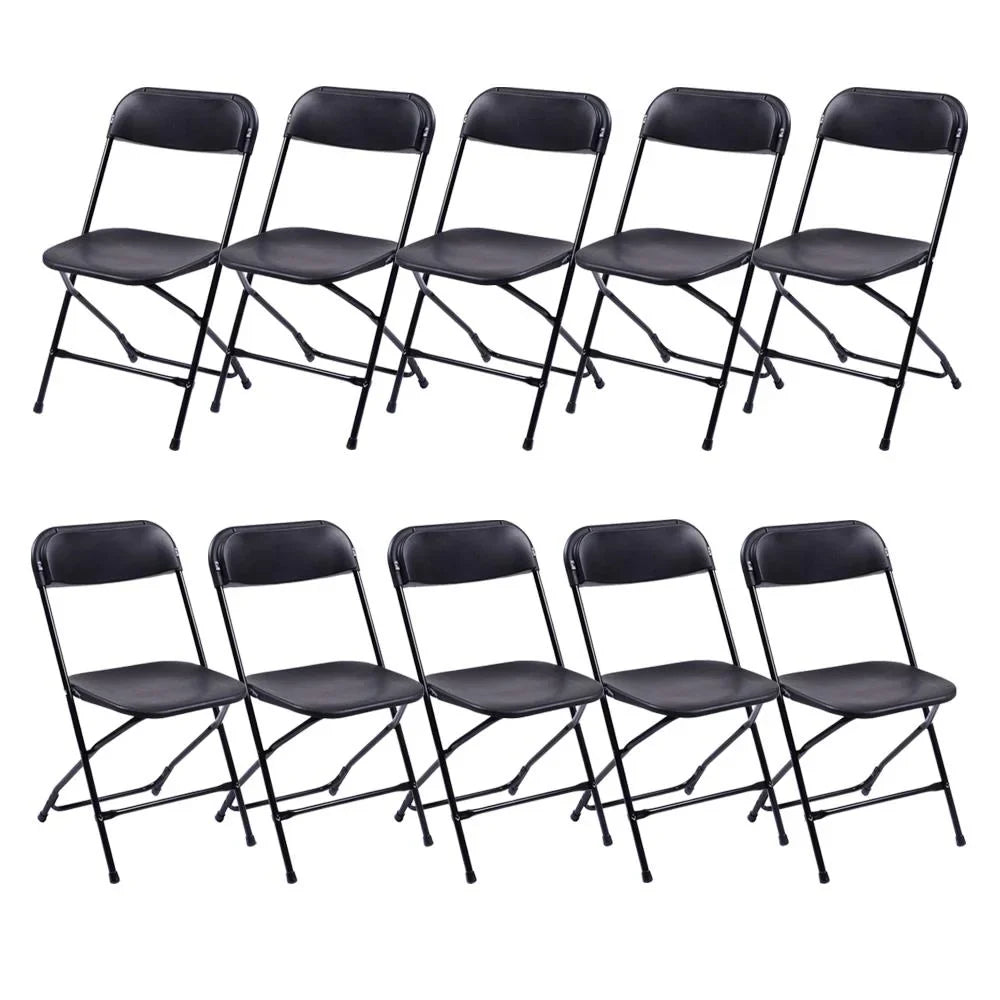 Ktaxon 6ft White Folding Table and 10 Pack Folding Chairs Black, Plastic Table and Chair Set
