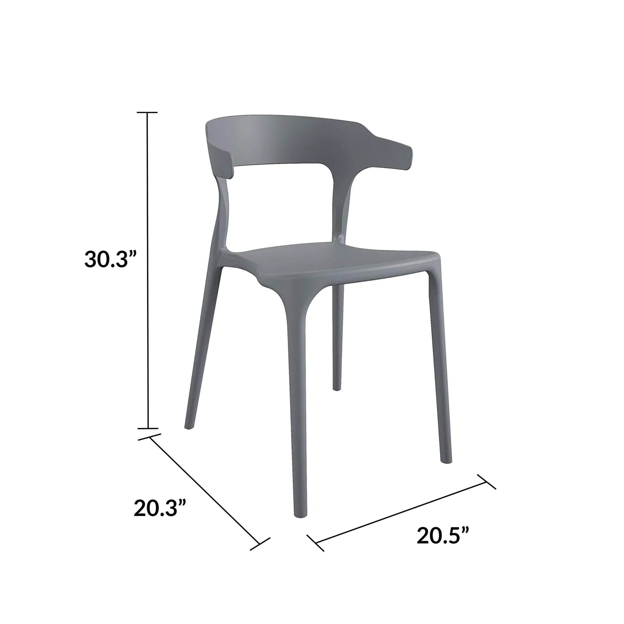 Novogratz Poolside Collection, Felix Stacking Dining Chairs, Indoor/Outdoor, 4-Pack, Charcoal