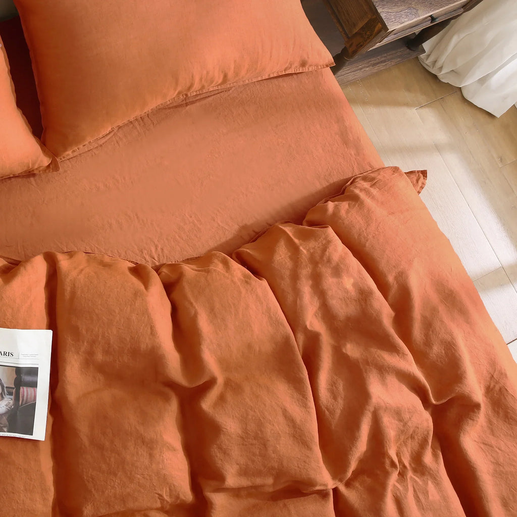 100% Pure Linen Duvet Cover with Button Closure and Corner Ties Soft & Breathable - Natural Full/Queen