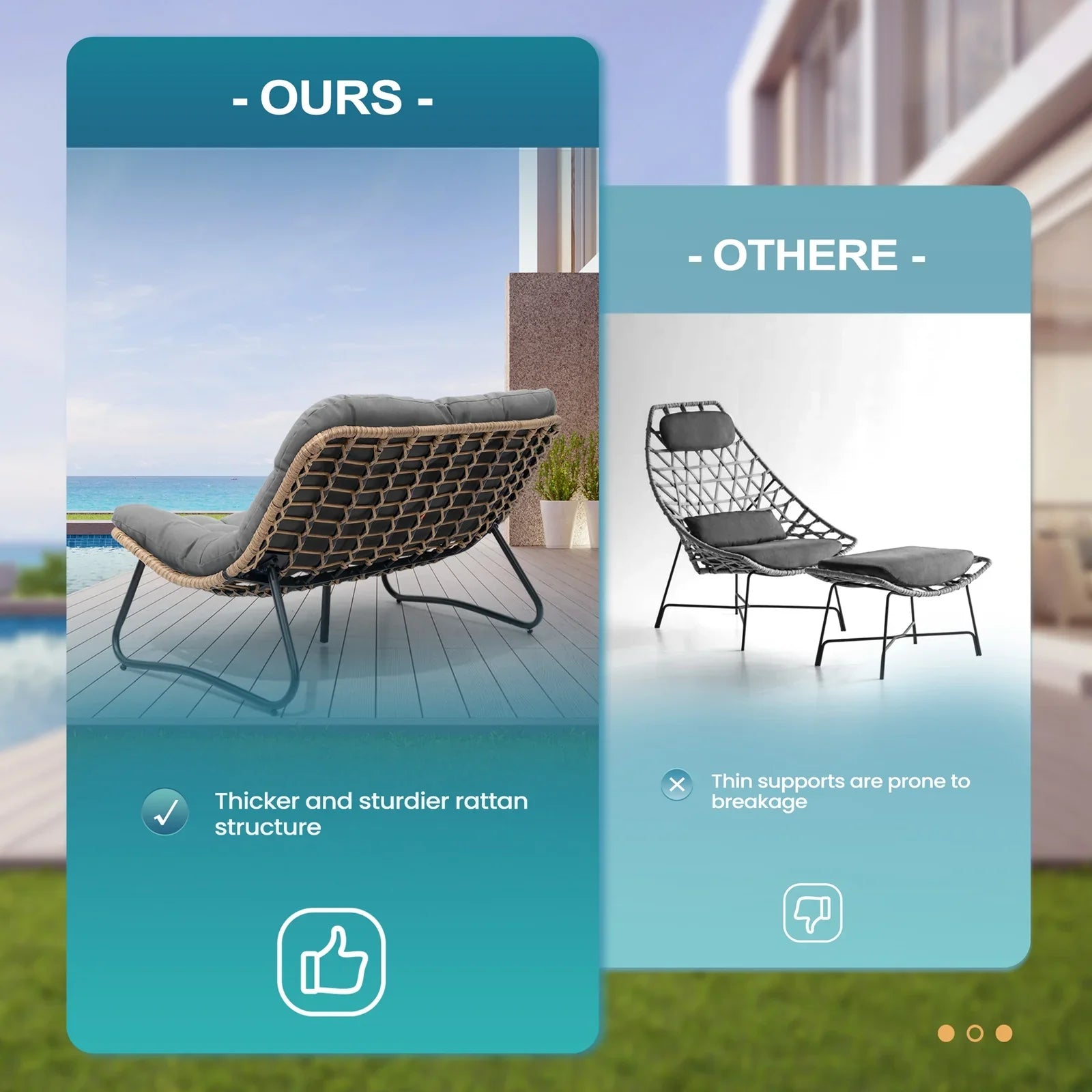 Crestlive Products Patio Loveseat, All-Weather Rattan Large Furniture with Soft Cushions, Outdoor Loveseat for Balcony, Poolside, Backyard (Beige)