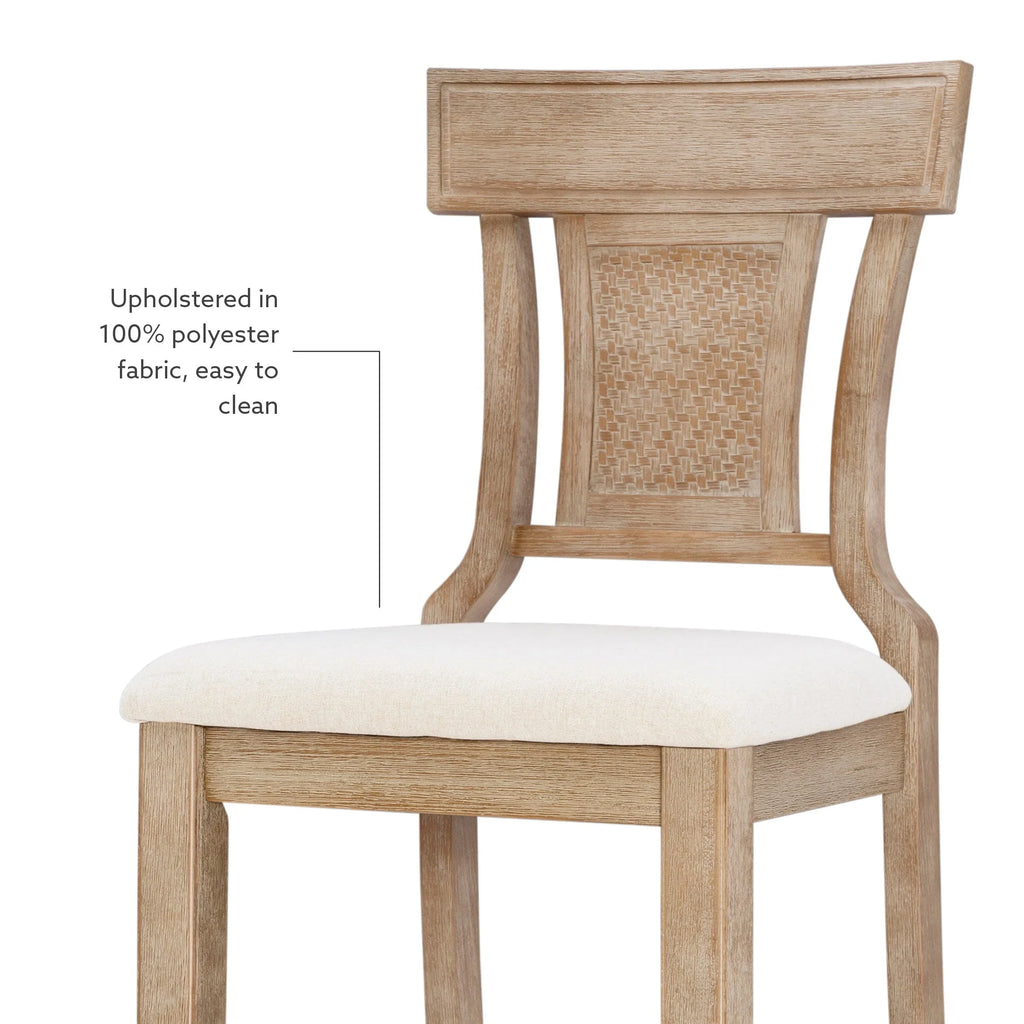 Linon Rylan 30" Bar Stool, Rustic Brown Finish with Beige Fabric