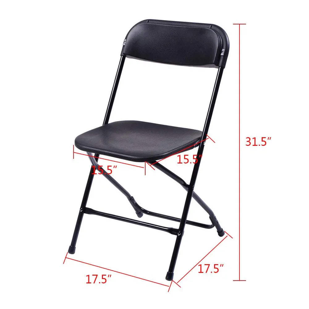 Ktaxon 6ft White Folding Table and 10 Pack Folding Chairs Black, Plastic Table and Chair Set