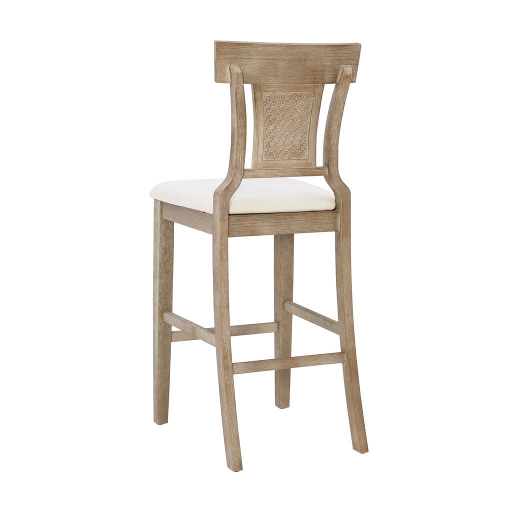 Linon Rylan 30" Bar Stool, Rustic Brown Finish with Beige Fabric