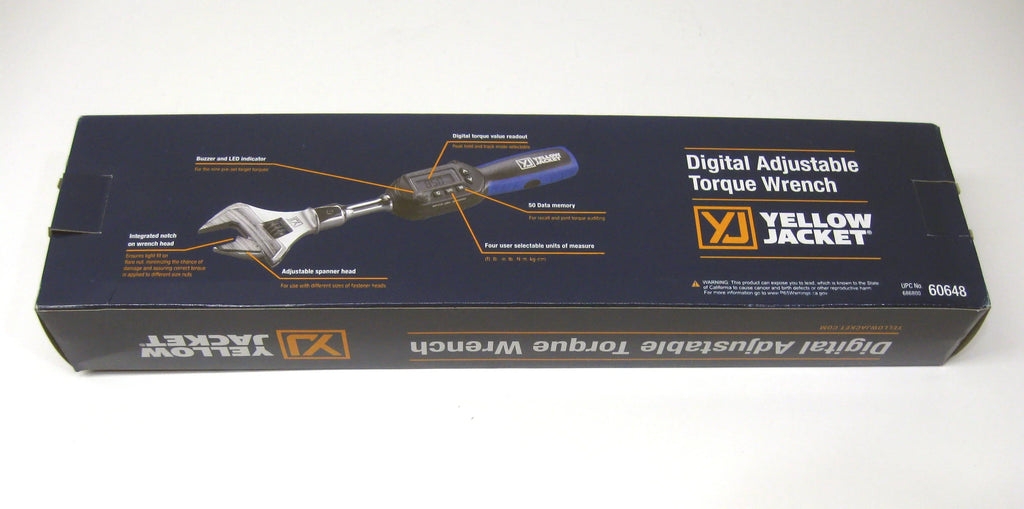 Yellow Jacket 60648 Digital Adjustable Torque Wrench 752 in-lb Torque 10.6 in
