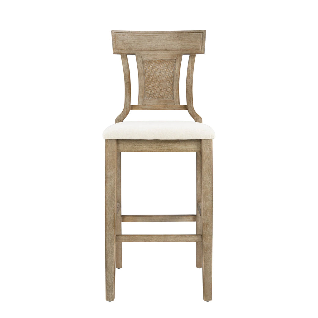 Linon Rylan 30" Bar Stool, Rustic Brown Finish with Beige Fabric