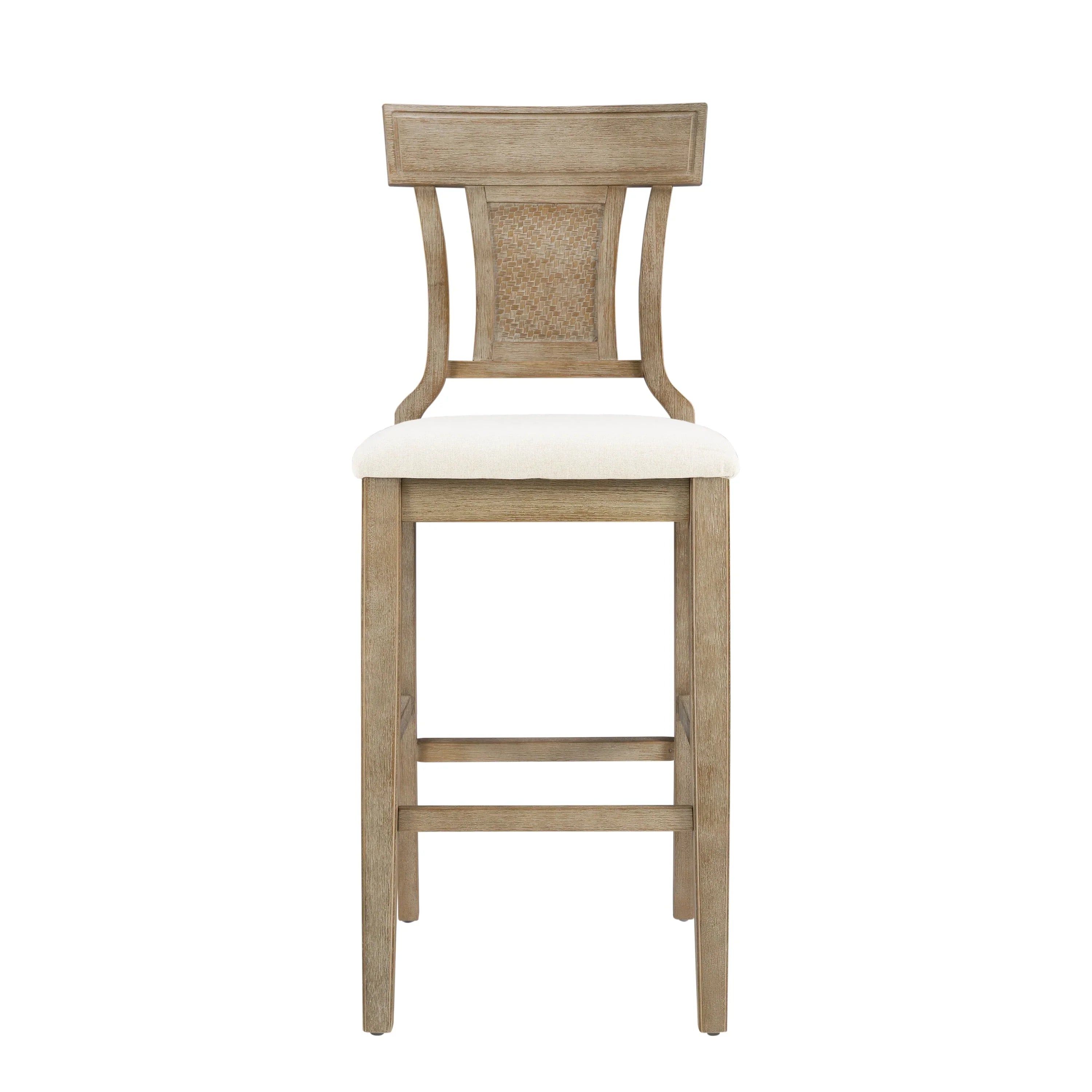 Linon Rylan 30" Bar Stool, Rustic Brown Finish with Beige Fabric