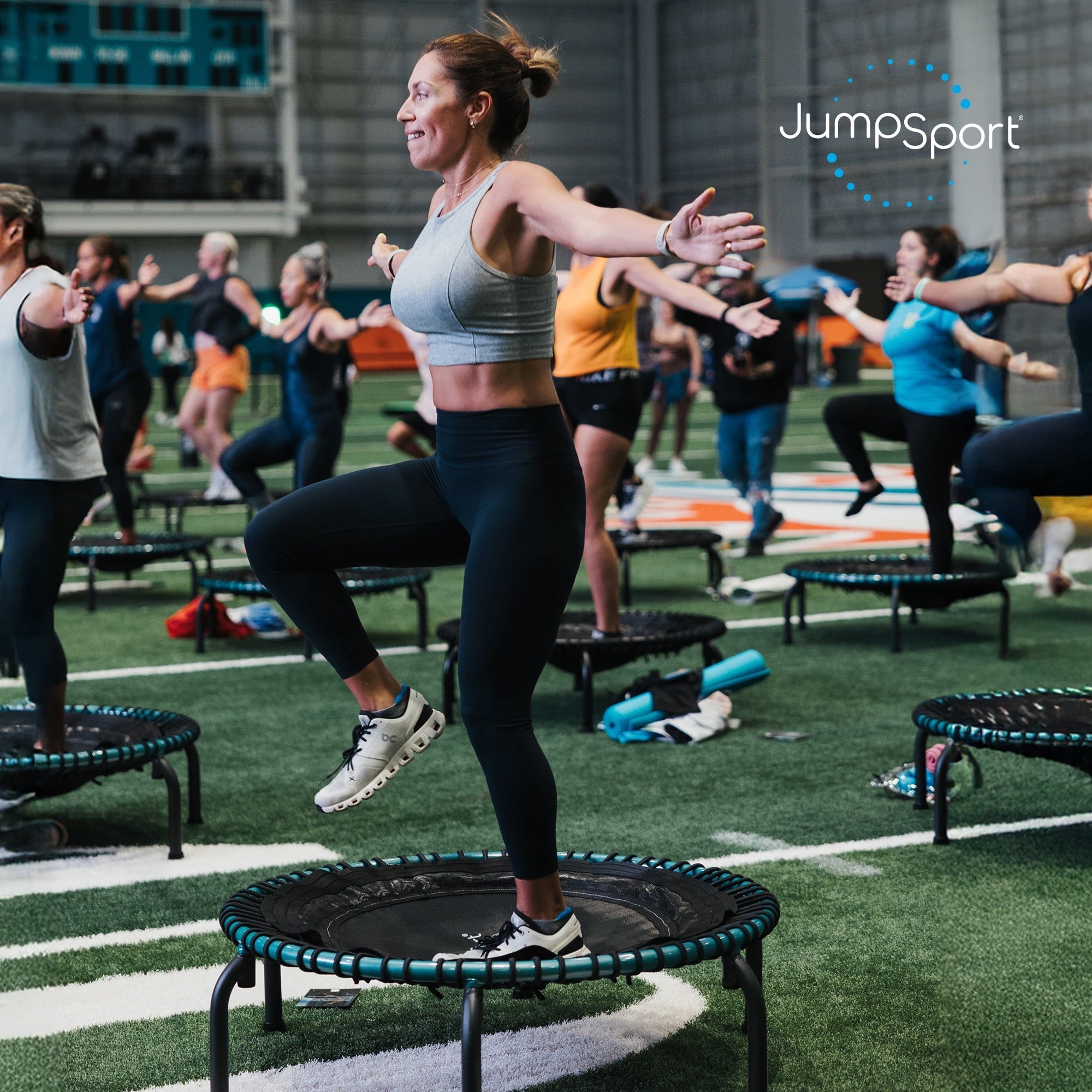 JumpSport 350 Pro Fitness 39" Cardio Workout Indoor Trampoline, Teal/Black
