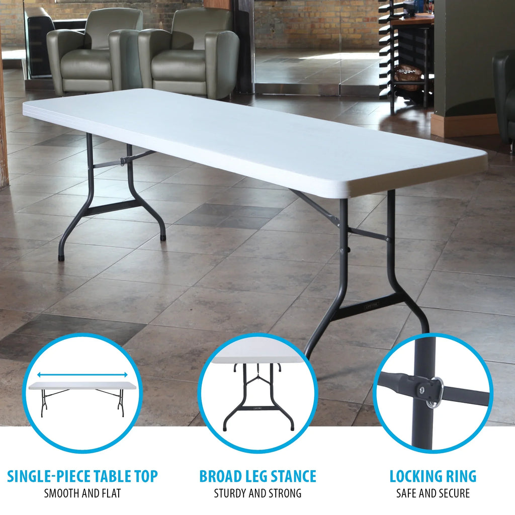 Lifetime 8-Foot Commercial Grade Folding Table, White Granite (22980)