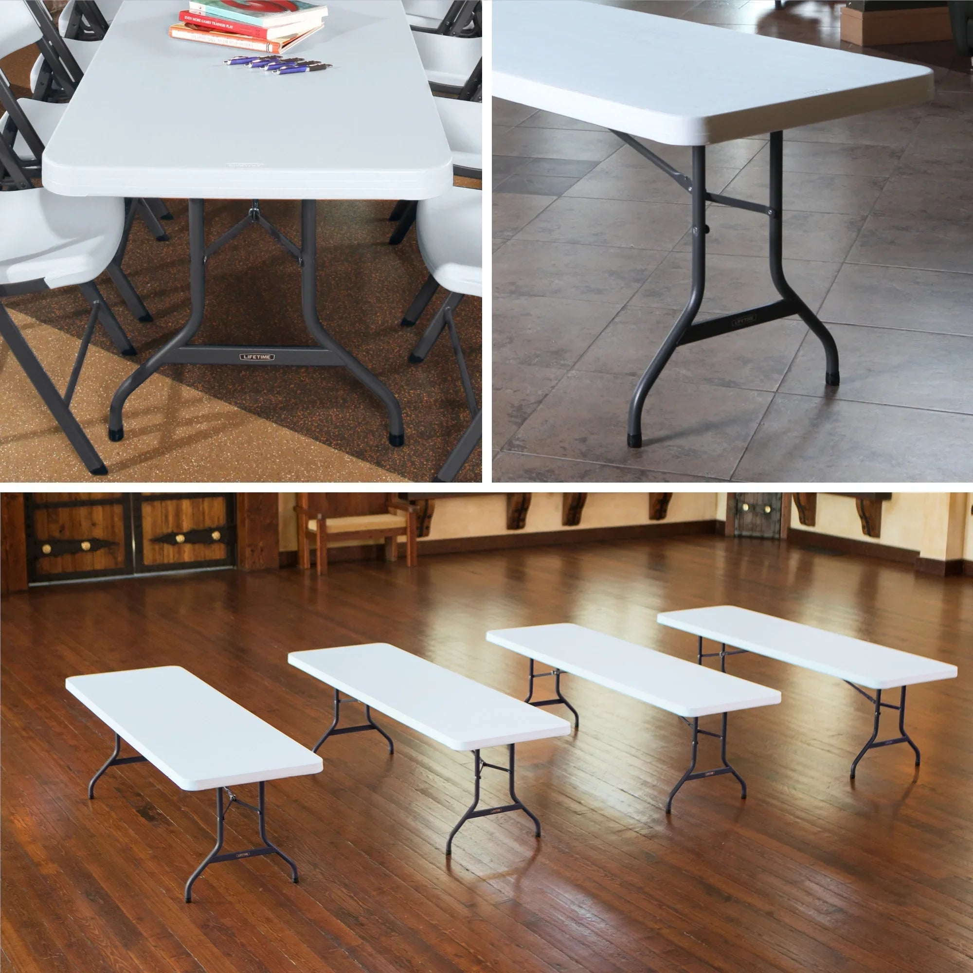 Lifetime 8-Foot Commercial Grade Folding Table, White Granite (22980)