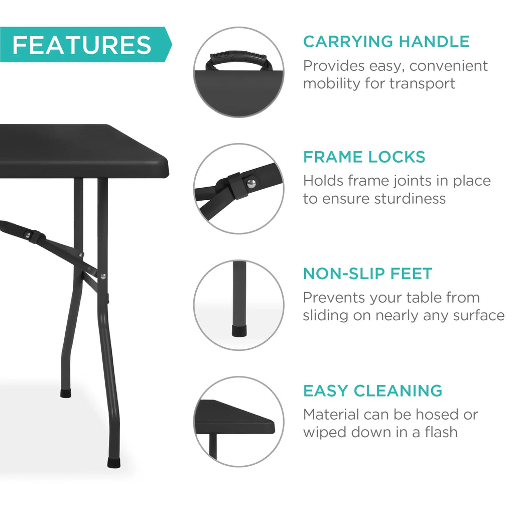 Best Choice Products 6ft Plastic Folding Table, Indoor Outdoor Heavy Duty Portable w/ Handle, Lock - White