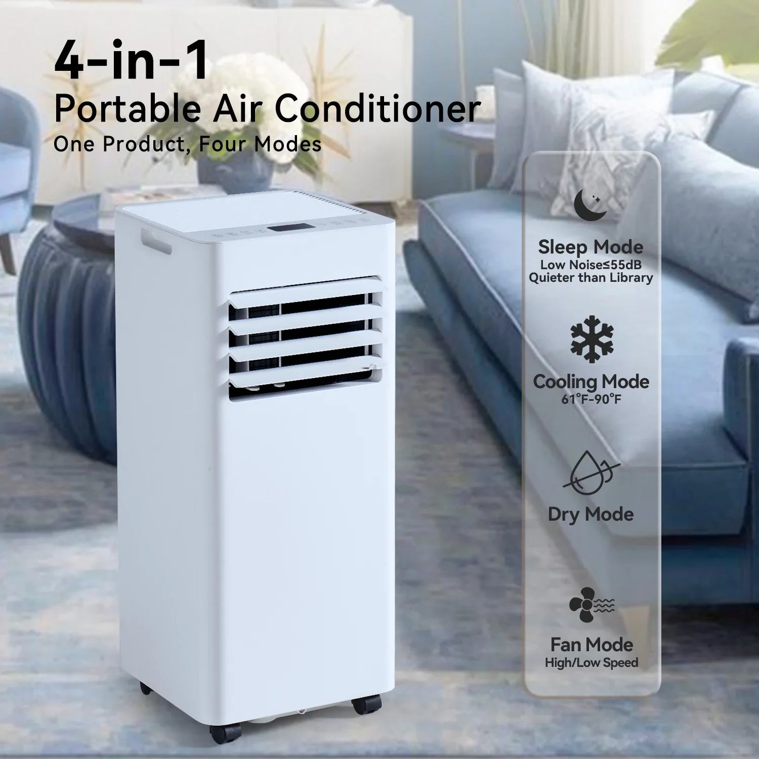 Bapipro 10,000 BTU Smart Portable AC - WiFi/Remote, 4-in-1 for 300 Sq.Ft, 24H Timer, Window Kit, ??55dB, ETL Certified