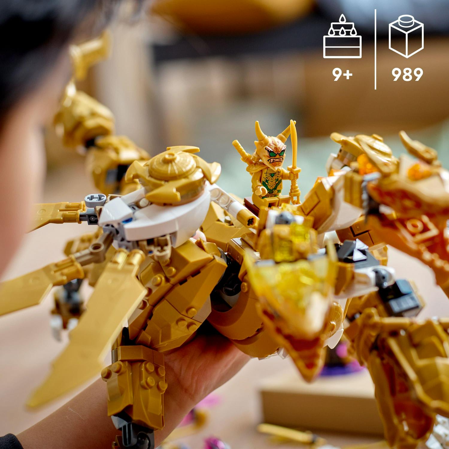 LEGO NINJAGO Lloyd's Golden Ultra Dragon Toy for Kids. 71774 Large 4 Headed Action Figure with Blade Wings plus 9 Minifigures