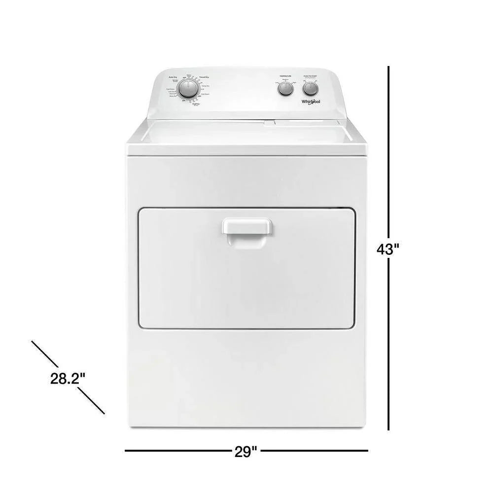 Whirlpool 7.0 cubic foot (approx. 198 liters) clothes dryer, AutoDry™ system, Wrinkle Shield™, white