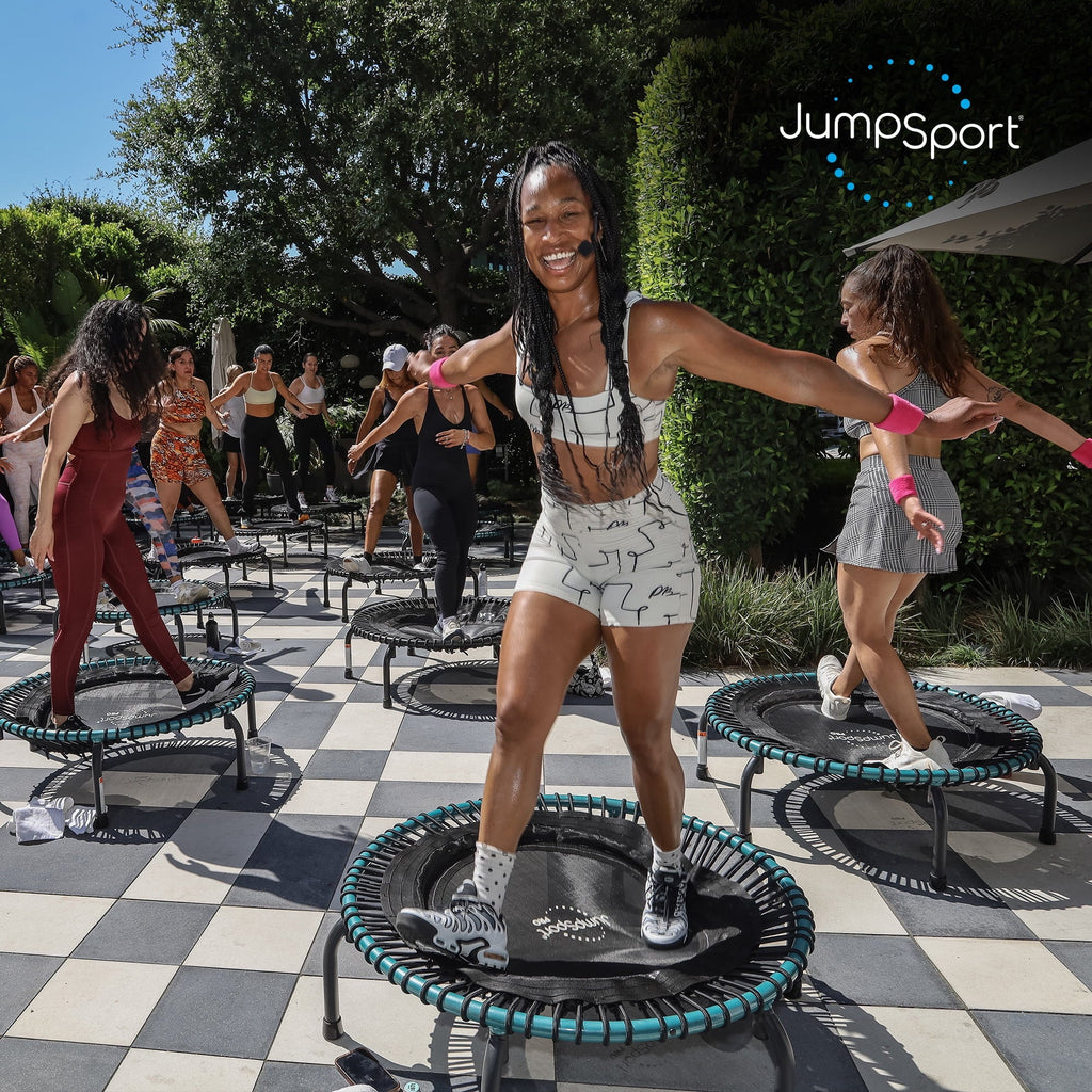 JumpSport 350 Pro Fitness 39" Cardio Workout Indoor Trampoline, Teal/Black