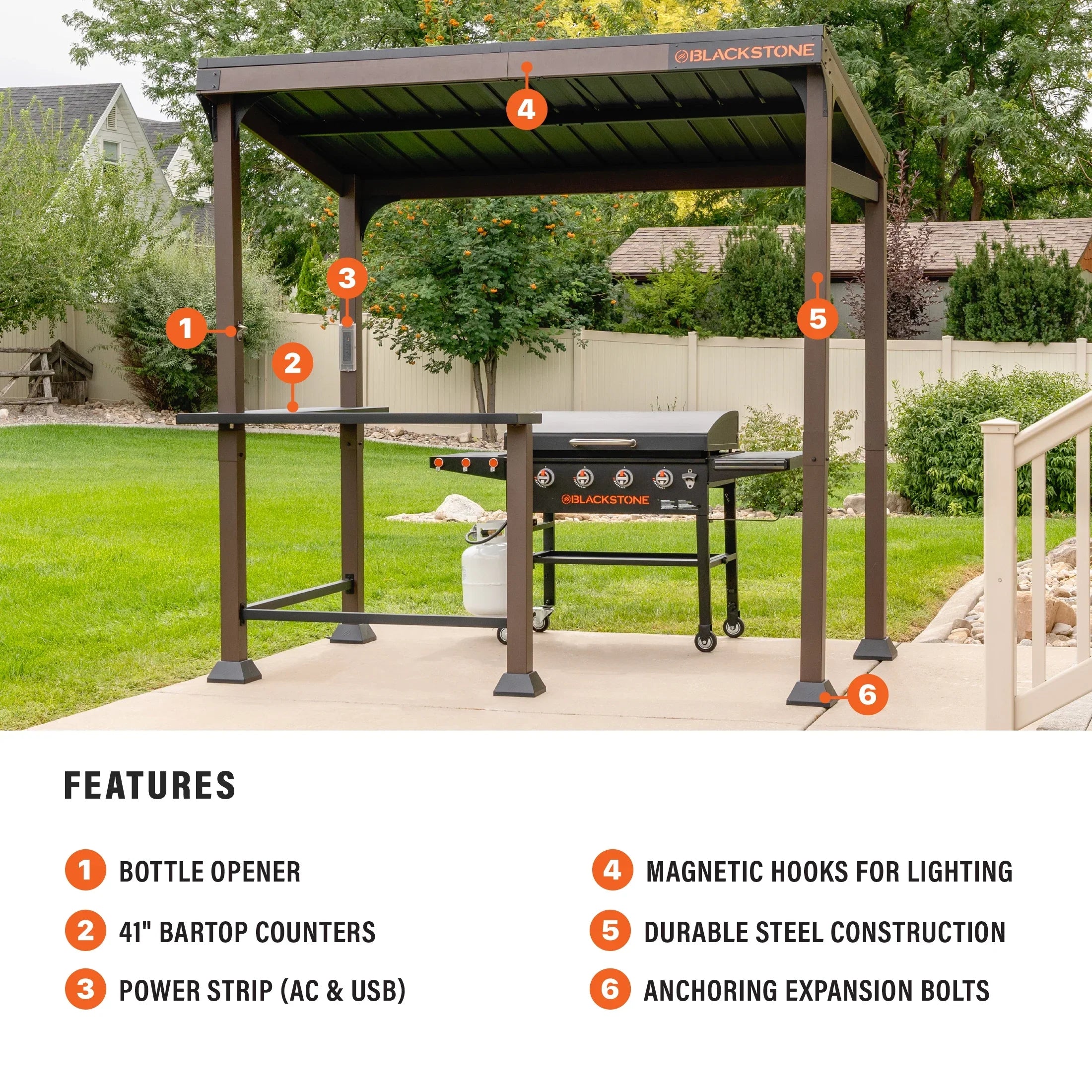Blackstone 5' x 8' Outdoor Griddle/Grill Pavilion Grill Gazebo