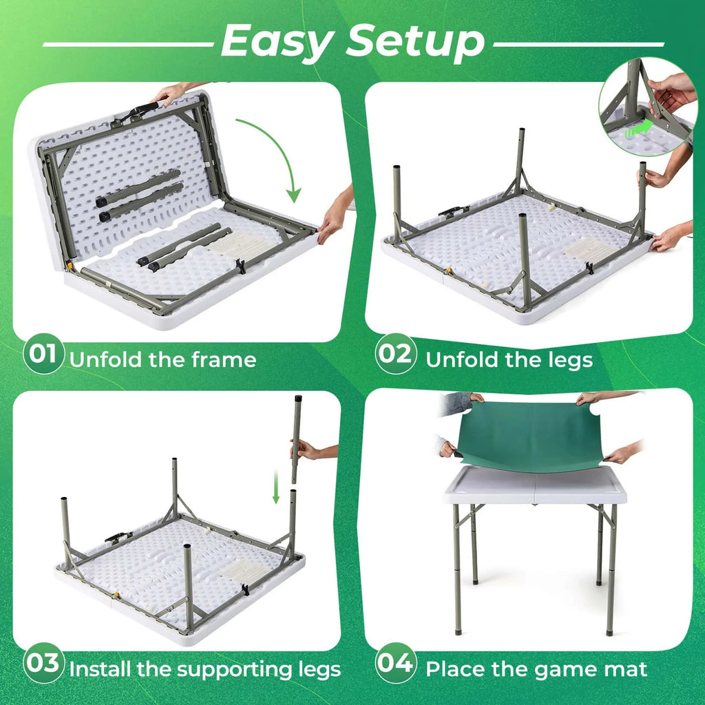Costway 35" Folding Mahjong Table with Cup Holders & Smooth Felt Mat Carrying Handle Green