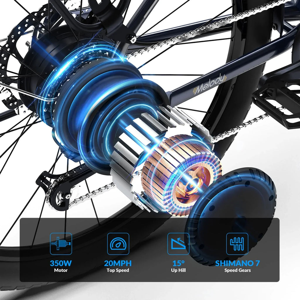 5TH WHEEL Electric Bike for Adult with 350W Motor, W18B 26" EBike with 36V 10.4Ah Removable Battery Ebike, Electric Bicycle with 7 Speed, UL2849