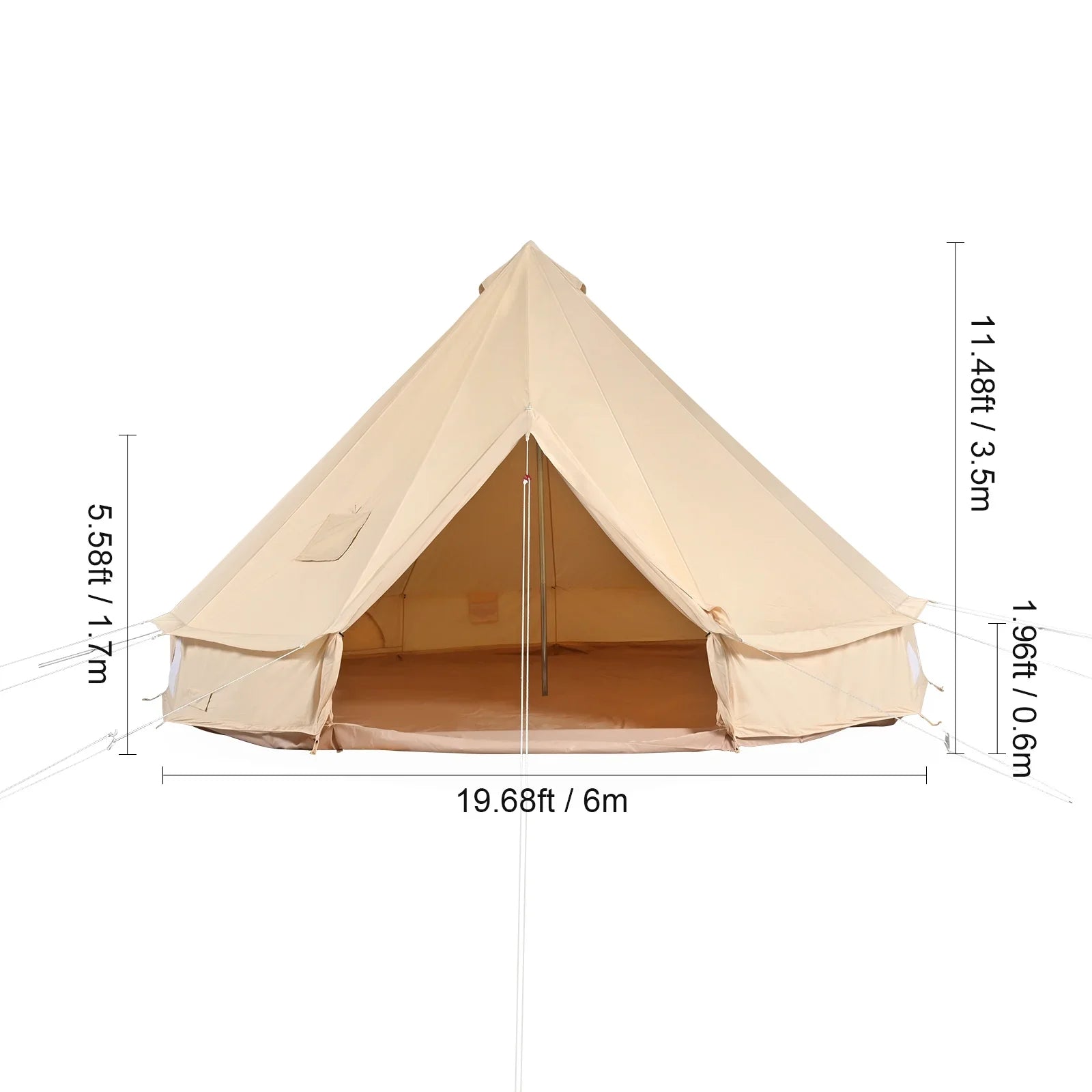 KFFKFF Canvas Bell Tent 6m/19.68ft 4-Season Camping Yurt Tent with Stove Jack