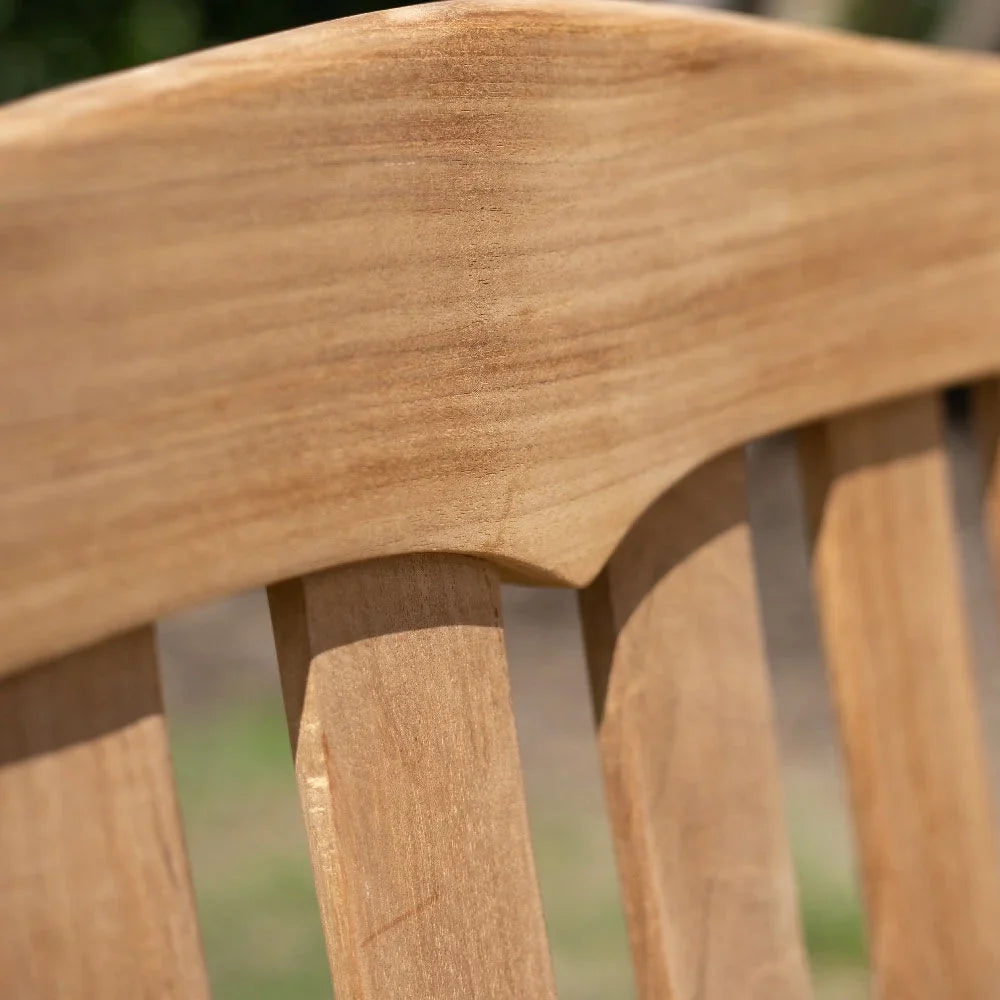 Ash & Ember Hawthorne Grade A Teak 53" Bench, Seats 2 People Comfortably, Weather Resistant Indoor Outdoor Solid Wood Patio Furniture with Tightly Spaced Slats, Bowed Back, Armrests