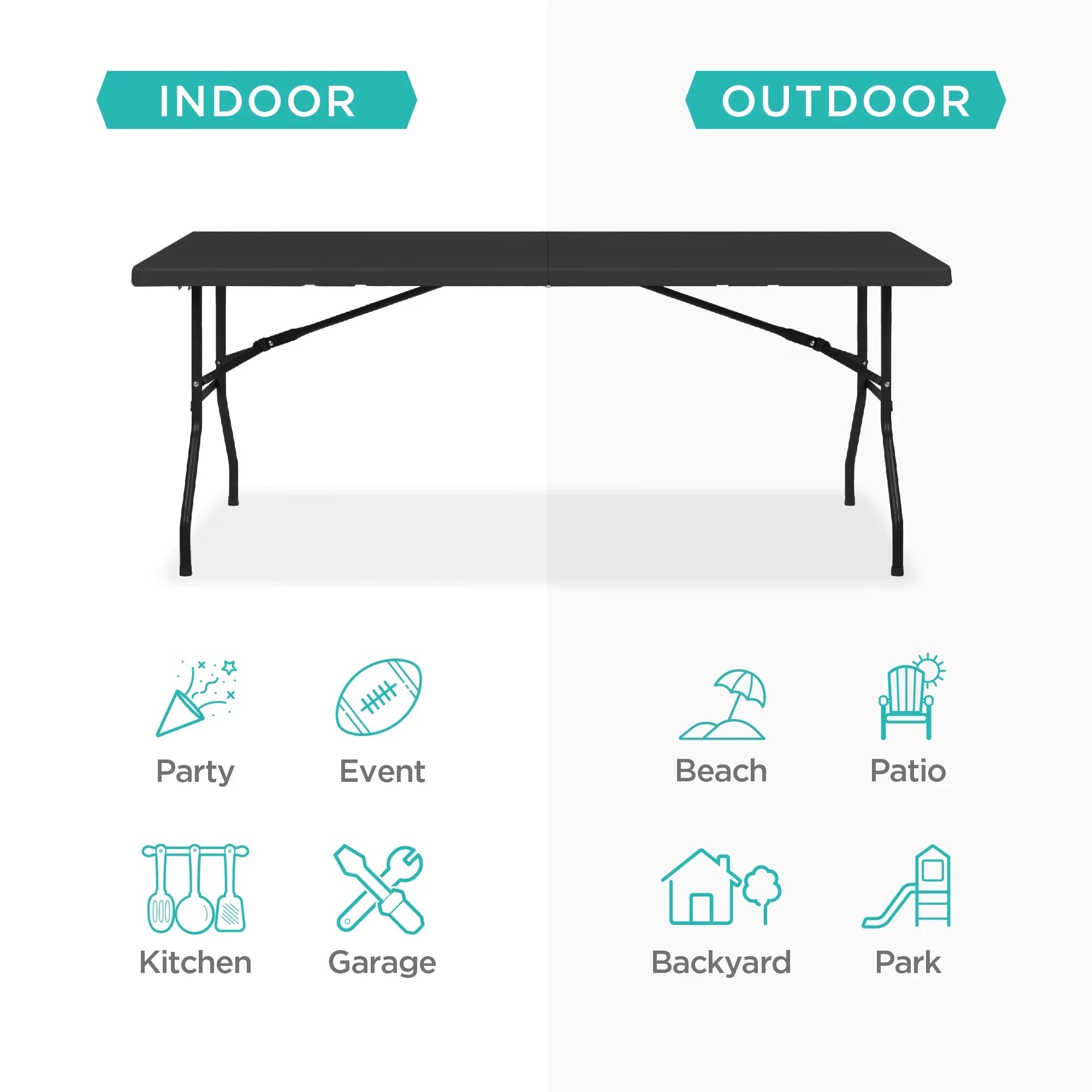 Best Choice Products 6ft Plastic Folding Table, Indoor Outdoor Heavy Duty Portable w/ Handle, Lock - White