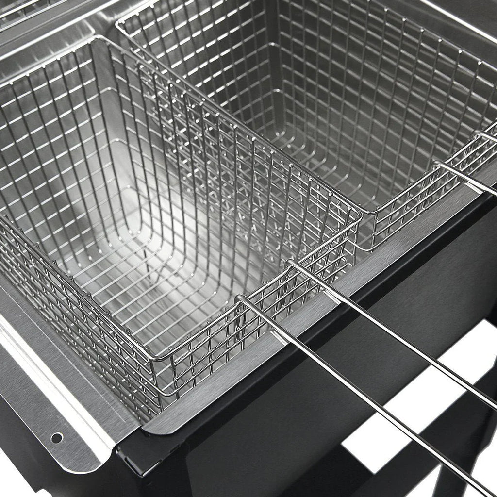 Barton High-Pressure Deep Fryer Triple Basket Dual Burner Stainless Steel Cooker Fryer Black