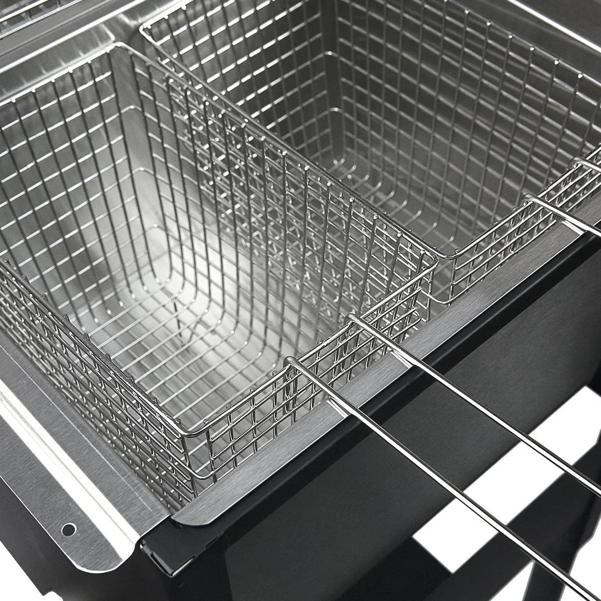 Barton High-Pressure Deep Fryer Triple Basket Dual Burner Stainless Steel Cooker Fryer Black