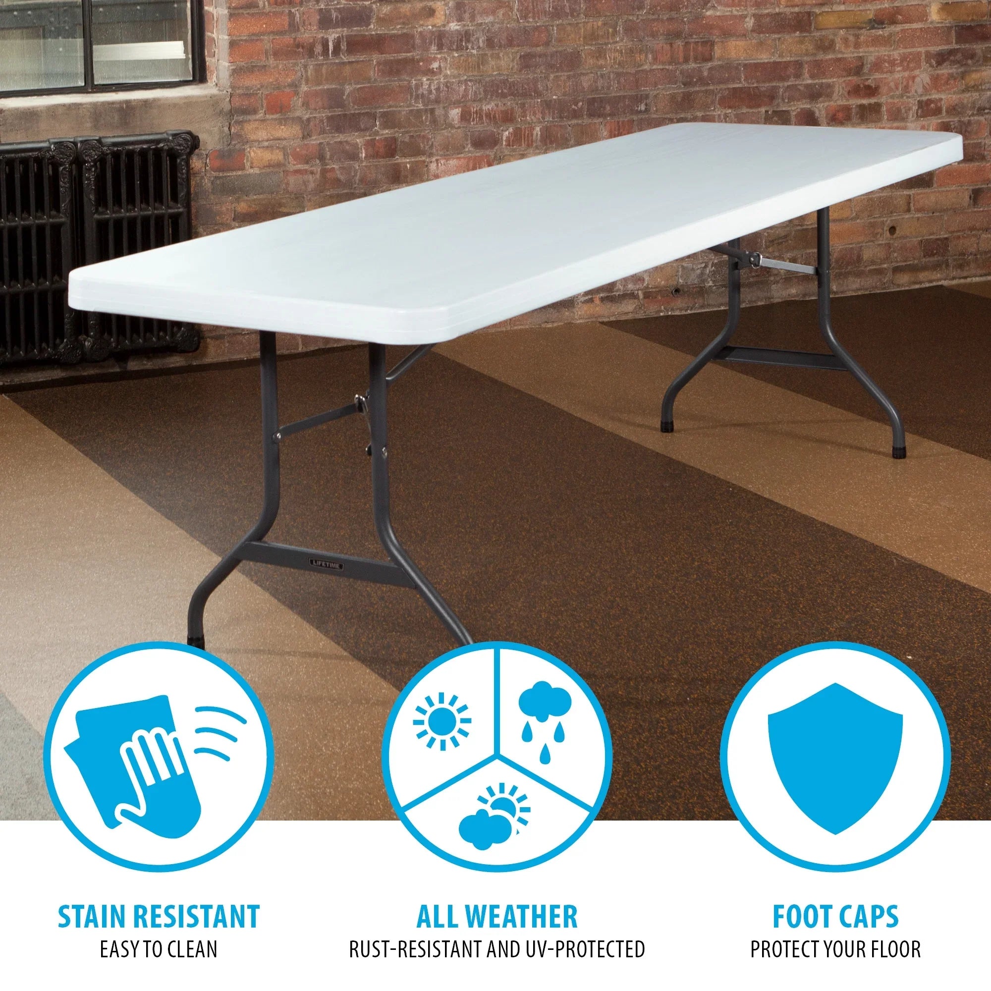 Lifetime 8-Foot Commercial Grade Folding Table, White Granite (22980)