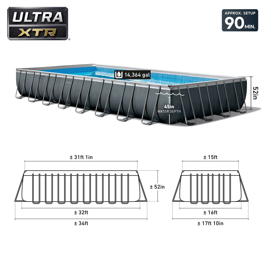 INTEX 24ft x 12ft x 52in Ultra XTR Above Ground Pool, Floats (2 Pack), & Inflatable Cooler