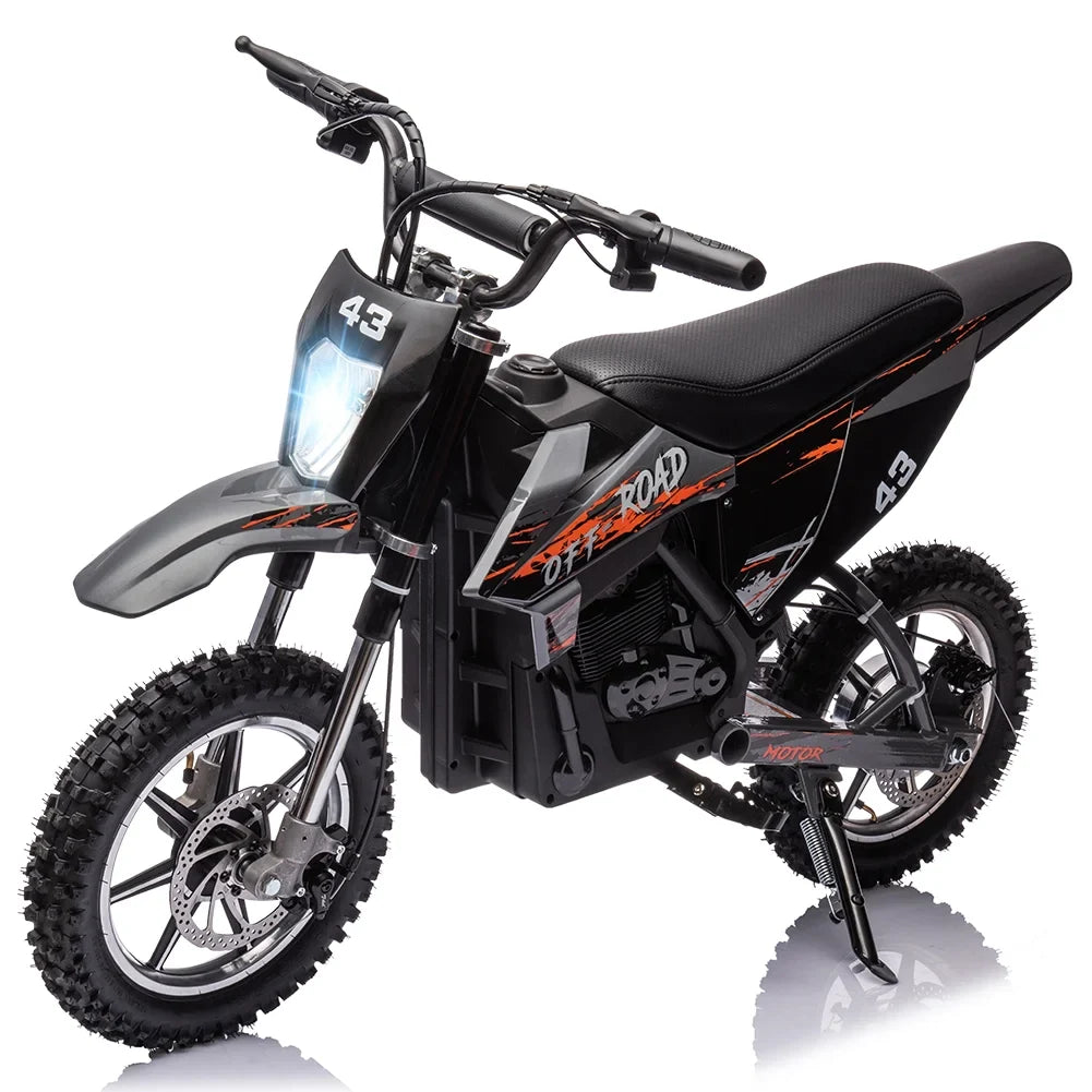 Electric Dirt Bike for Kids,36V Ride on Motorcycle,Up to 15.5MPH,350W Brushless Motor,LED Headlight,Leather Seat,Front and Back Brakes,Electric Motorcycle for Kids Age 8-16,Max Load 175lbs