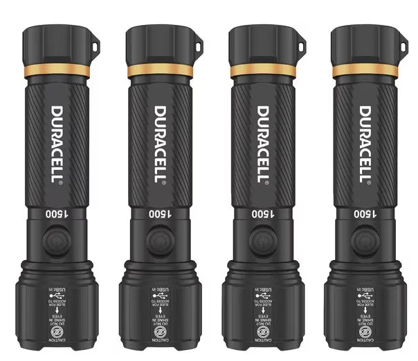 Duracell Hybrid Flashlight, 1500 Lumens, 4-count