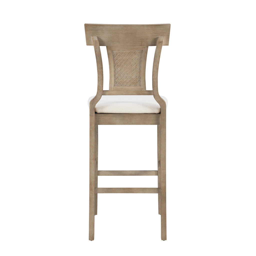 Linon Rylan 30" Bar Stool, Rustic Brown Finish with Beige Fabric