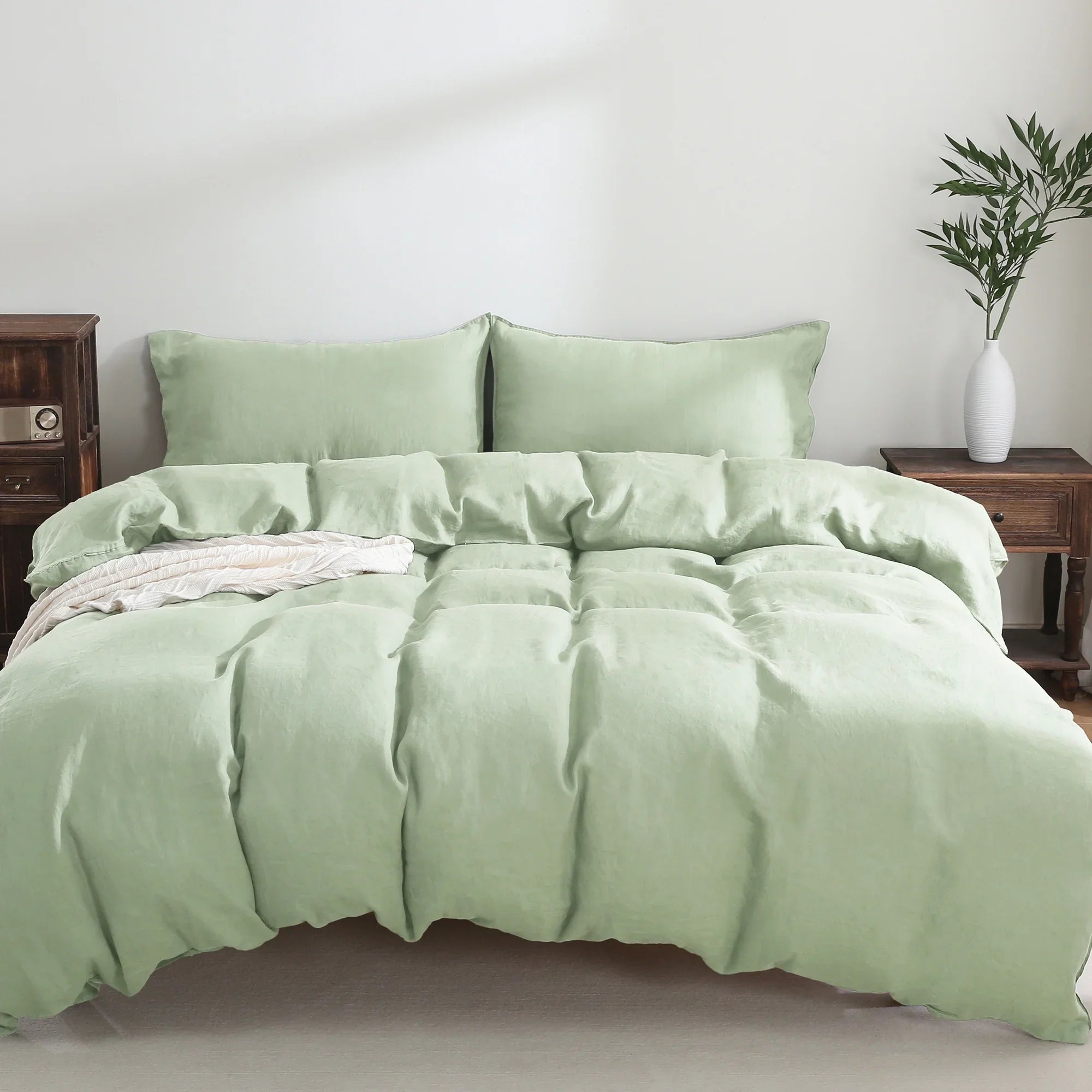 100% Pure Linen Duvet Cover with Button Closure and Corner Ties Soft & Breathable - Natural Full/Queen
