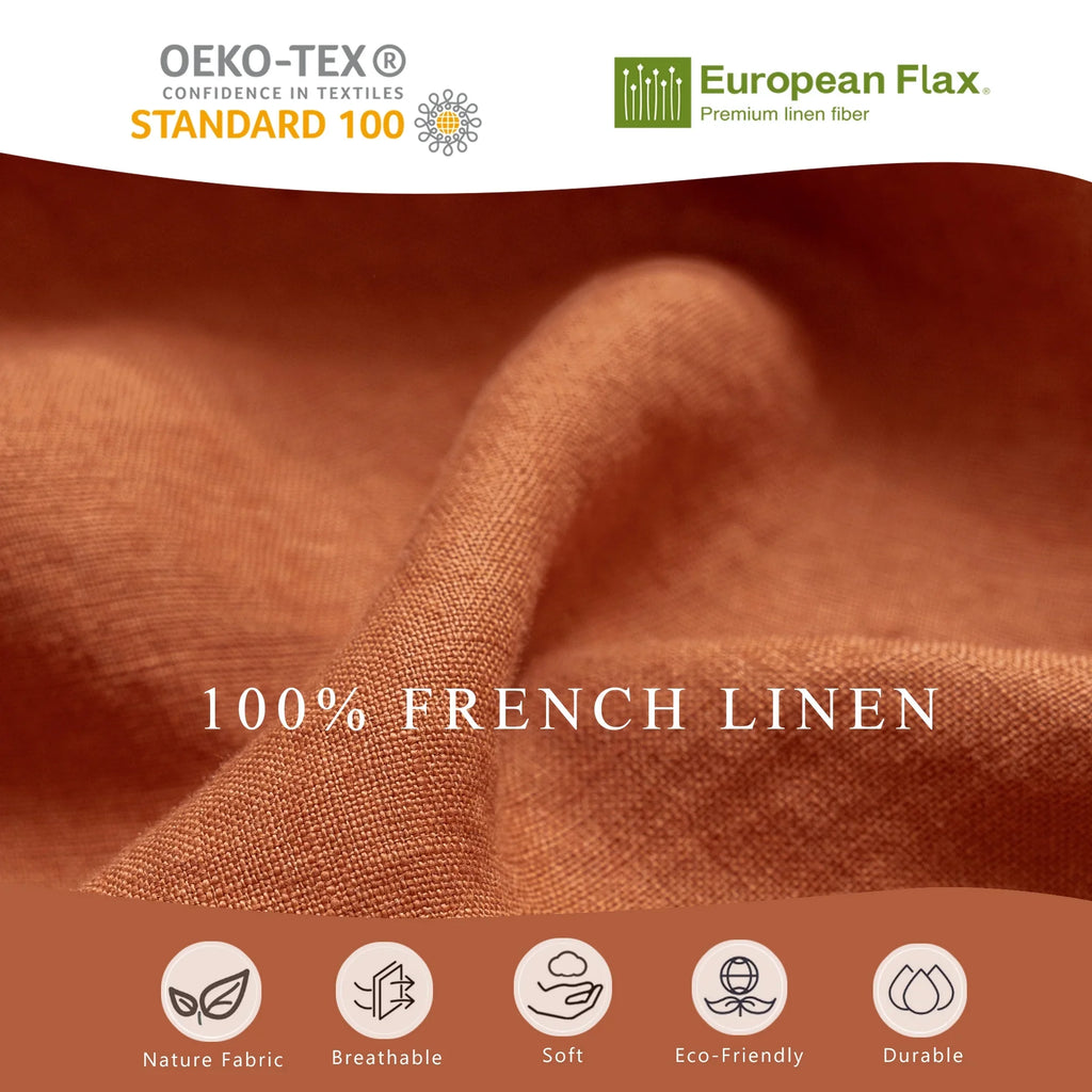 100% Pure Linen Duvet Cover with Button Closure and Corner Ties Soft & Breathable - Natural Full/Queen