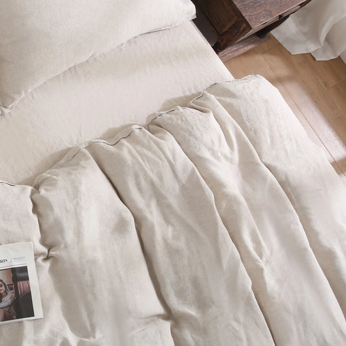 100% Pure Linen Duvet Cover with Button Closure and Corner Ties Soft & Breathable - Natural Full/Queen