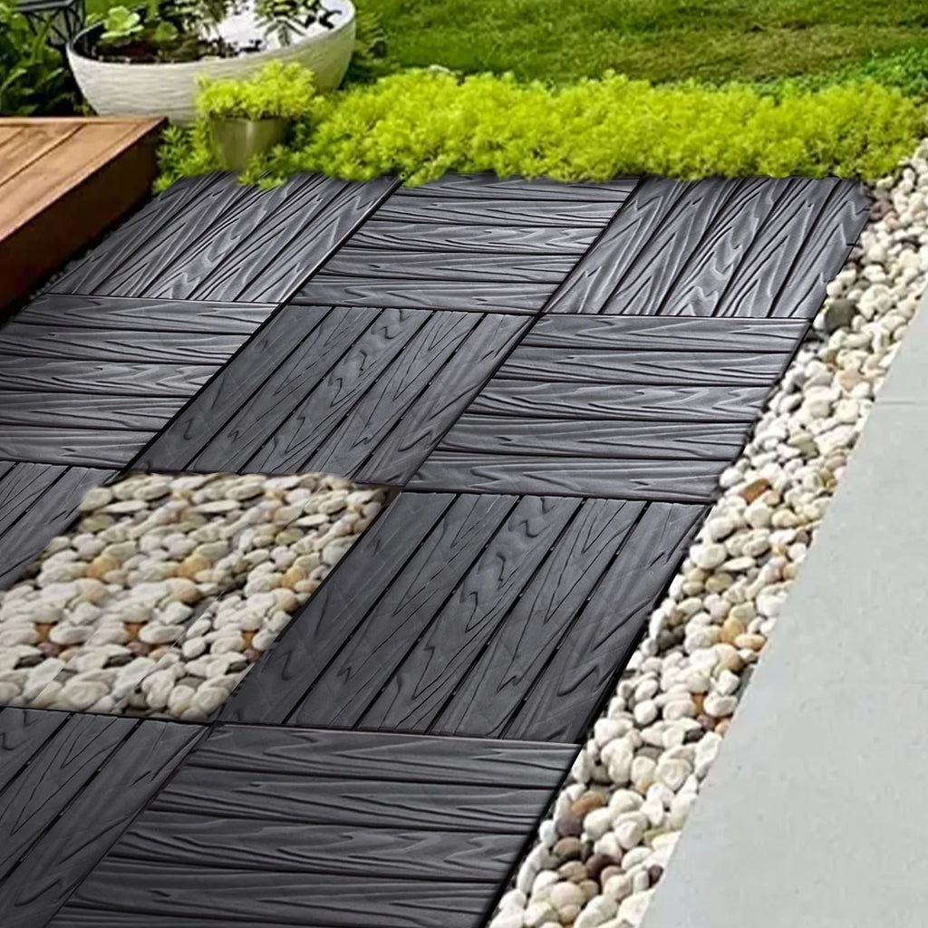 76-Pack Plastic Interlocking Deck Tiles - 68.80 Sq.Ft Outdoor Plastic Flooring Super Durable & Waterproof All-Weather Indoor/Outdoor
