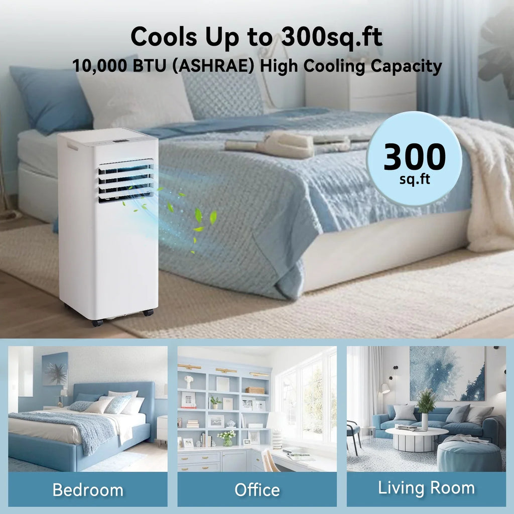 Bapipro 10,000 BTU Smart Portable AC - WiFi/Remote, 4-in-1 for 300 Sq.Ft, 24H Timer, Window Kit, ??55dB, ETL Certified
