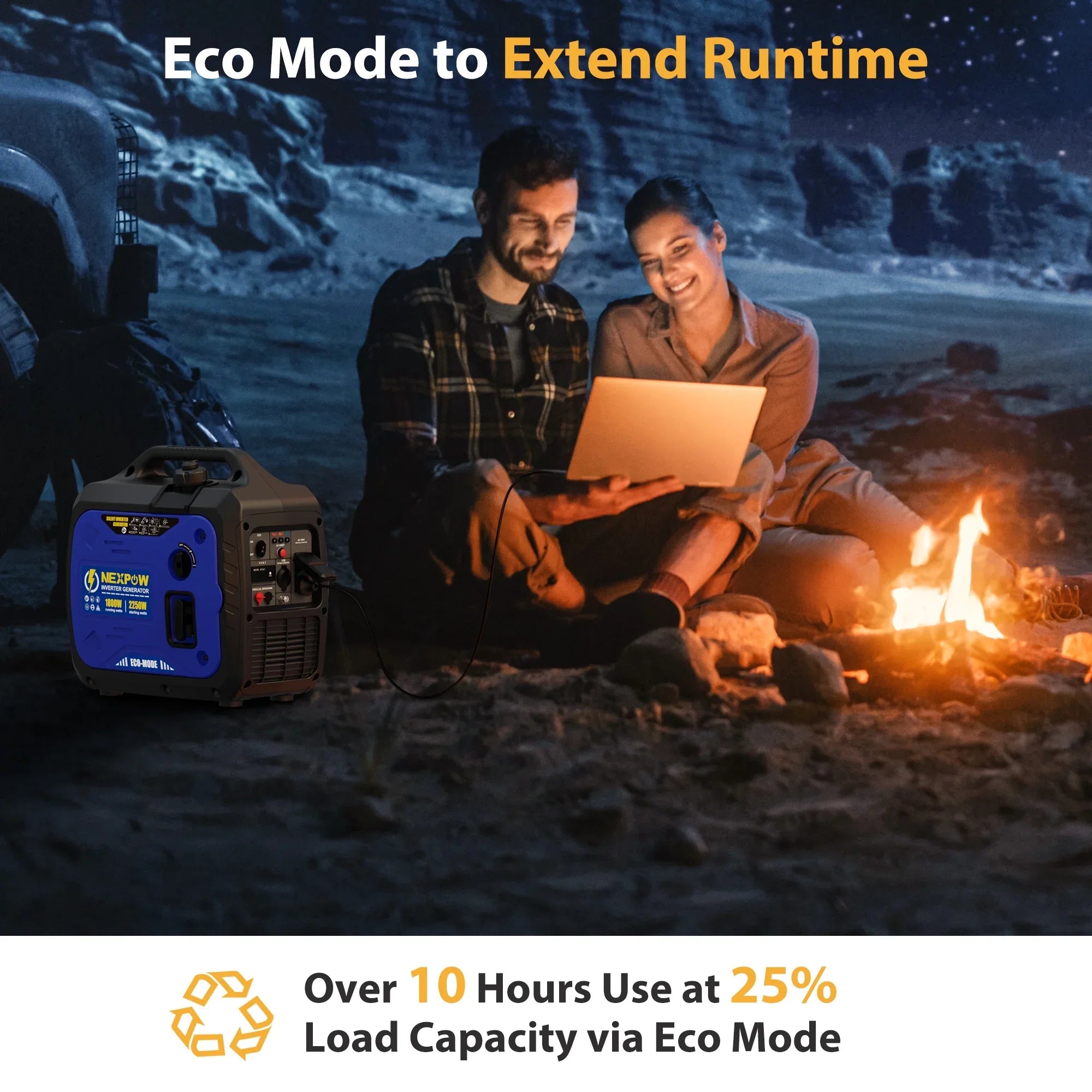 NEXPOW 2250W Portable Inverter Generator, Gasoline Power Quiet Lightweight for Backup Home & Camping, Eco-Mode Feature, Parallel Capability, EPA Compliant
