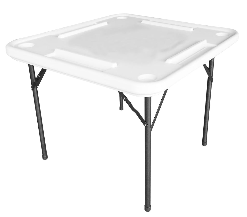 Bene Casa Foldable Domino Table with Built-In Drink Holders, 38?? x 38??, White