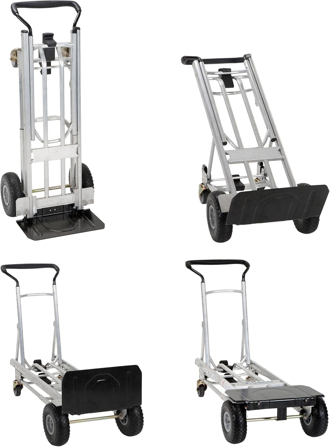 4-in-1 folding hand truck with puncture-proof wheels