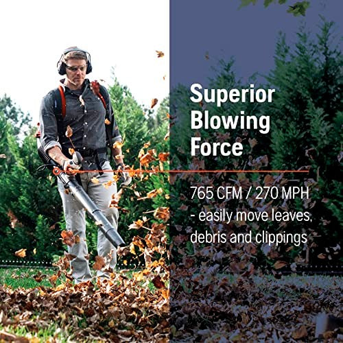 Husqvarna 150BT Petrol Leaf Blower with Backpack, 51 cc, 2.16 hp, 765 CFM, 270 MPH, Ergonomic Design