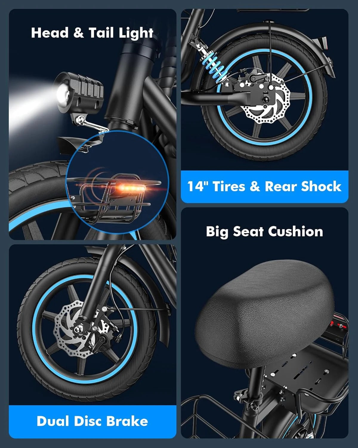 Electric scooter for adults with large center basket