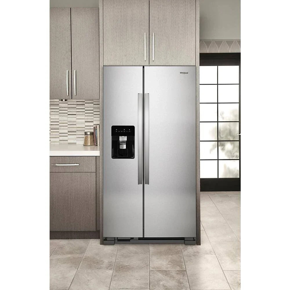 36-inch wide side-by-side refrigerator – 24 cubic feet stainless steel