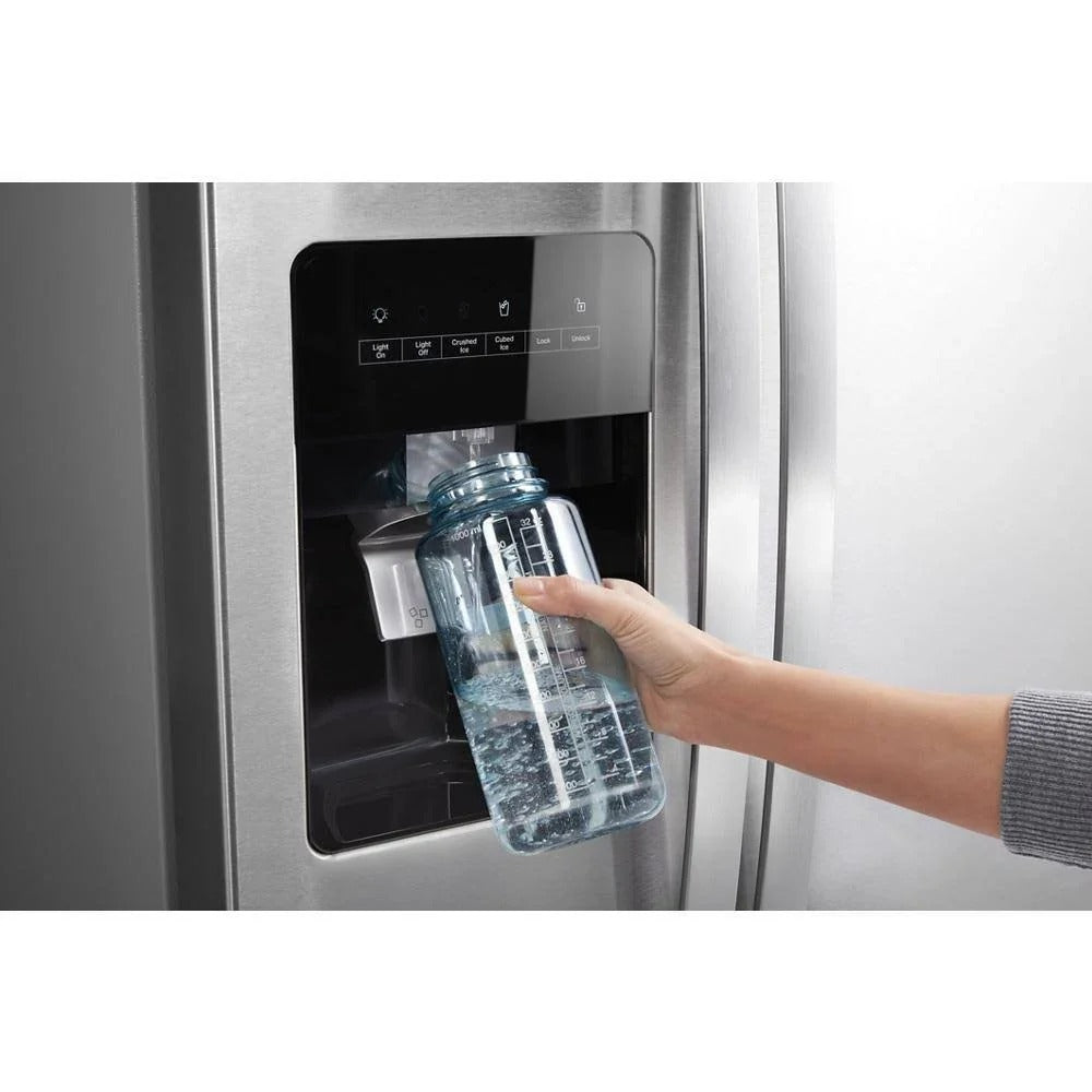 36-inch wide side-by-side refrigerator – 24 cubic feet stainless steel