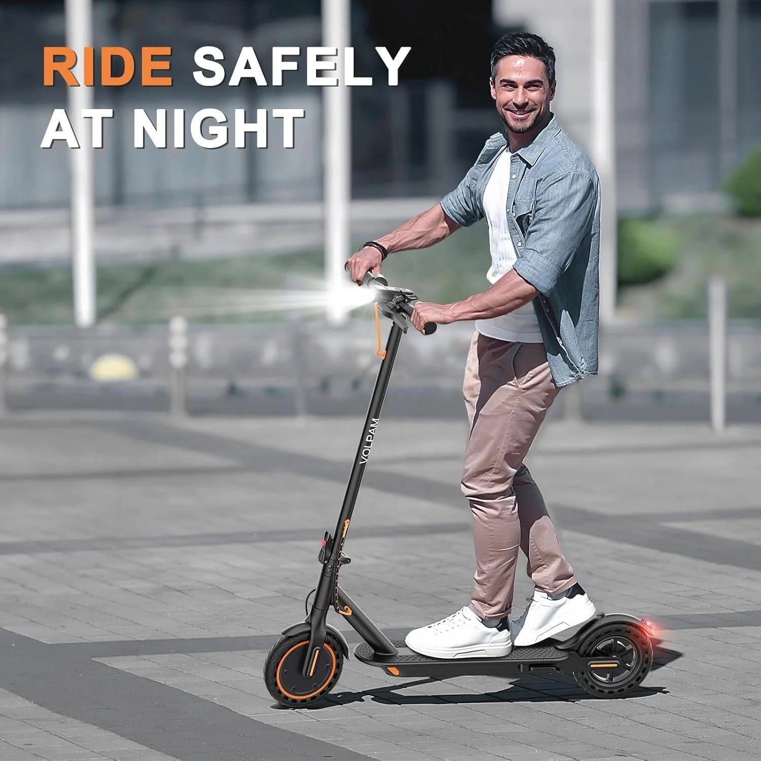 Electric scooter, 350W/500W powerful motor, 8.5"/10" solid rubber tires, 19/22 mph, 28/21/12 mile range, dual brakes