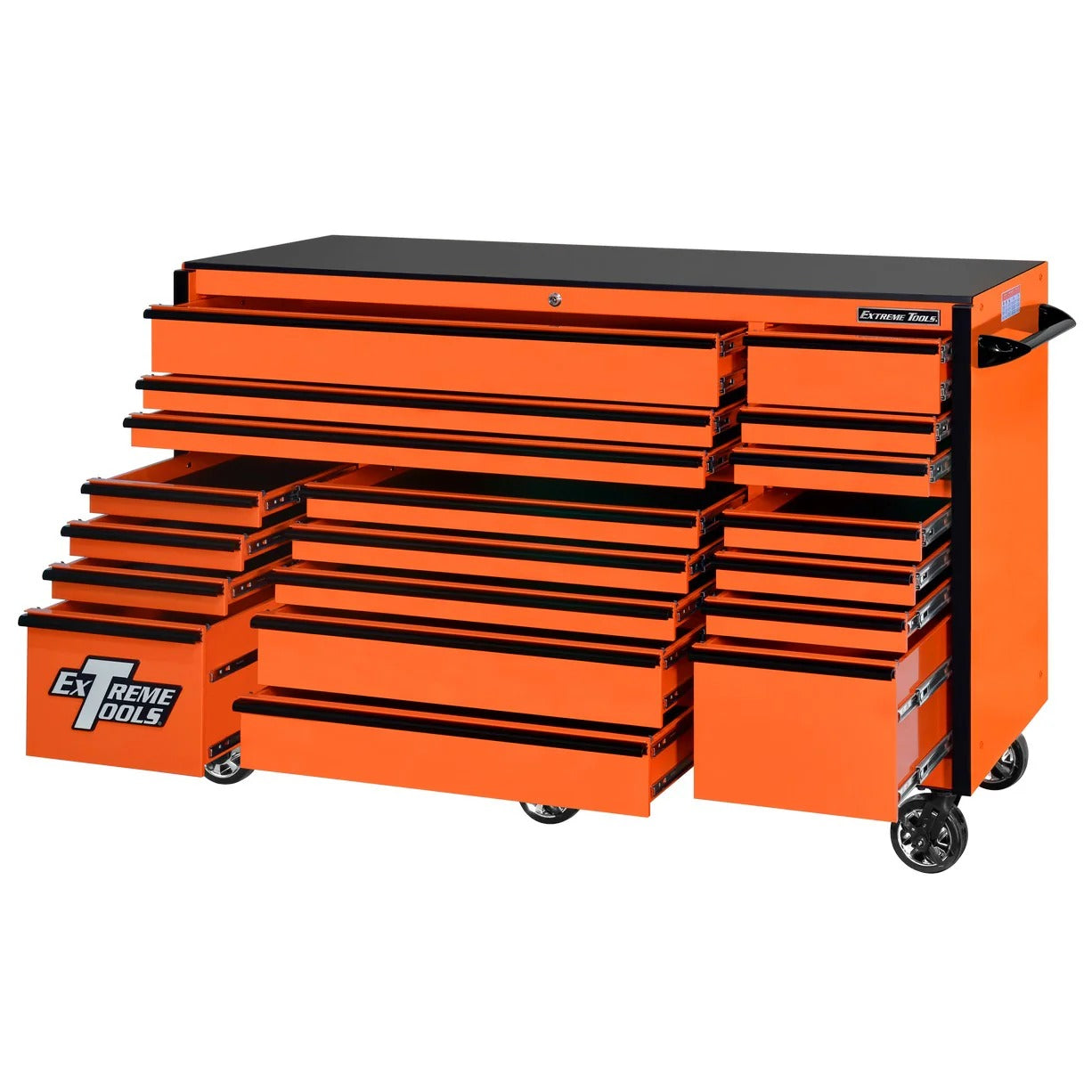 Extreme Tools RX250 Series 72-inch x 30-inch Rolling Cart – 19 Drawers – 250 lb Drawer Slides