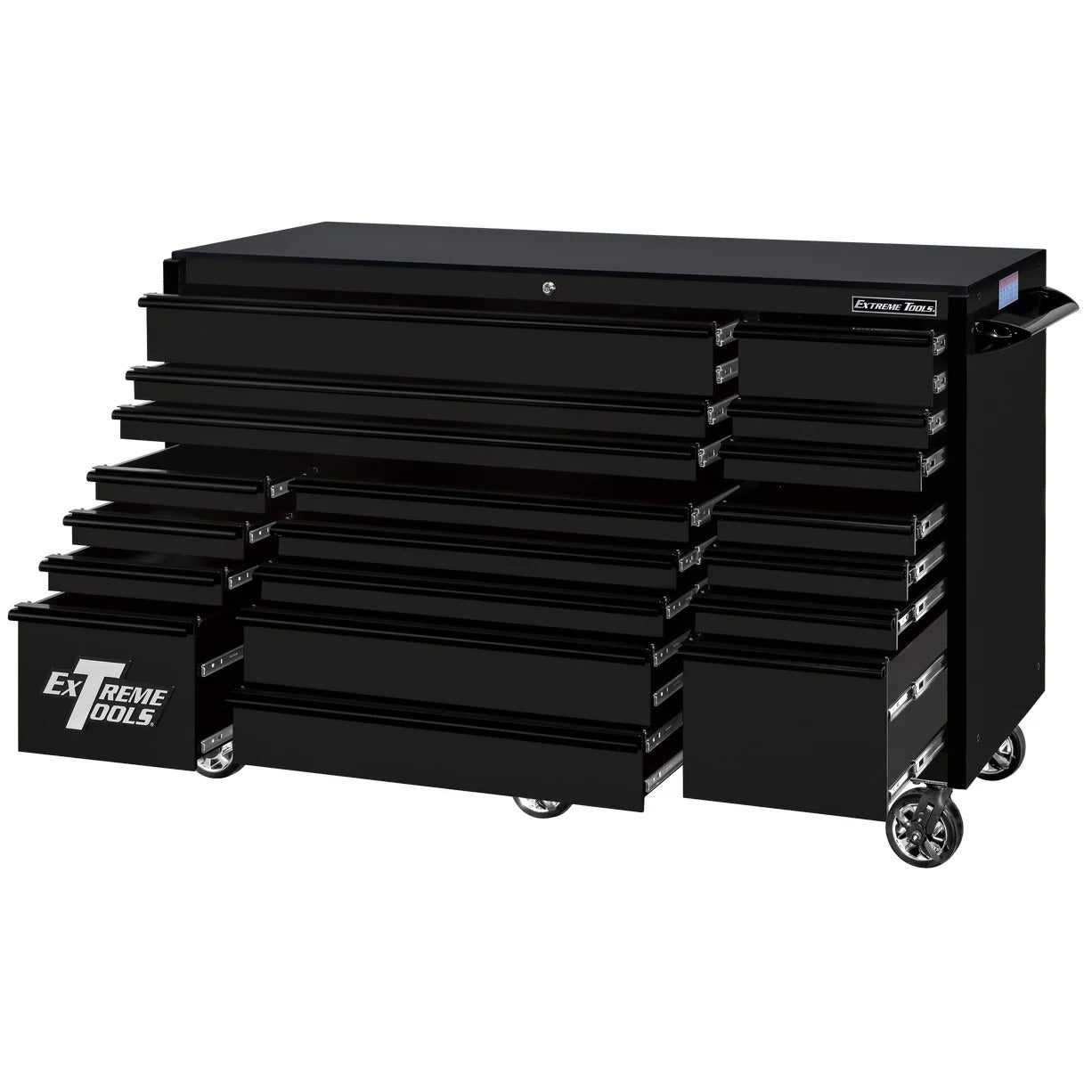 Extreme Tools RX250 Series 72-inch x 30-inch Rolling Cart – 19 Drawers – 250 lb Drawer Slides