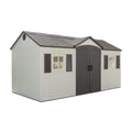 2025 Side entrance, 4.57 m W x 2.44 m D, plastic tool shed